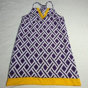 Mud Pie Women Small Purple And Yellow Chevron‎ Print A Line Sleeveless Dress 362